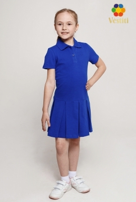 Rochie polo cu pliuri, albastru electric