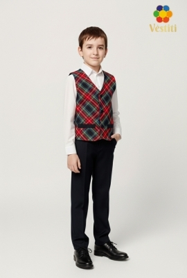 Классический жилет в красную крупную клетку