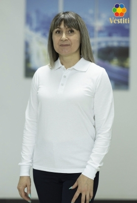 Tricou polo, alb mâneca lungă