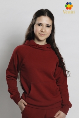 Hanorac cu glugă, 3 fire bordo