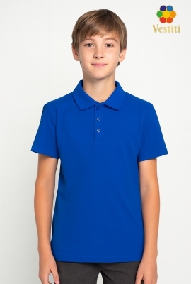 Tricou polo, albastru electric mâneca scurtă