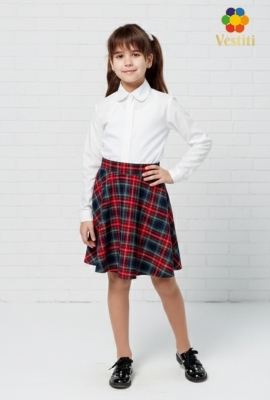 Fustă semisoare cu elastic în carouri