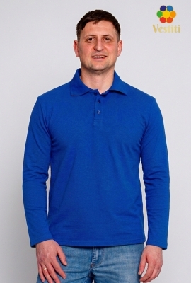 Tricou polo, albastru electric mâneca lungă
