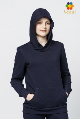 Hanorac cu glugă, 3 fire albastru închis