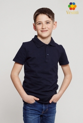 Tricou polo, albastru închis mâneca scurtă