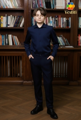 Классическая рубашка, темно-синяя