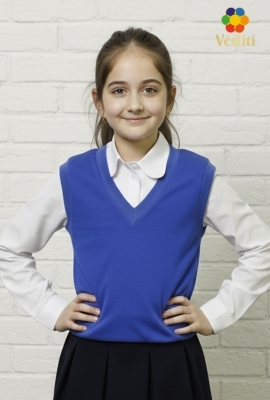 Vestă tricotată albastru electric