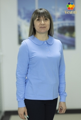 Tricou polo, albastru deschis mâneca lungă, guler francez