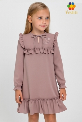 Rochie pudră cu volane