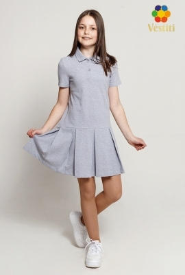 Rochie polo cu pliuri, sură