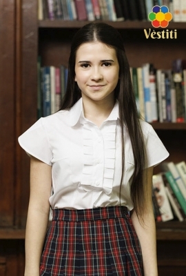 Cămaşă albă cu jabou, mâneca scurtă