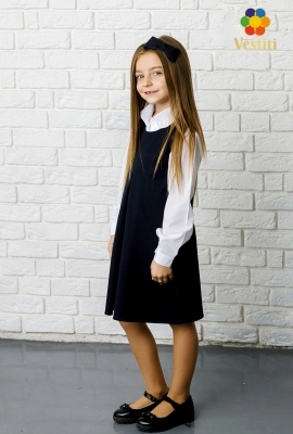 Sarafan trapezat, albastru închis