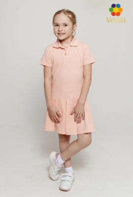 Rochie polo cu pliuri, persic