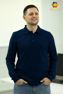 Tricou polo, albastru închis mâneca lungă