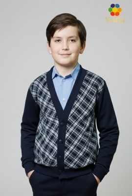 Кофта на пуговицах, серая клетка