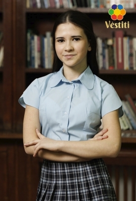 Cămaşă clasică albastru deschis cu mâneca scurtă