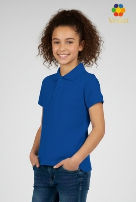 Tricou polo, albastru-electric mâneca scurtă