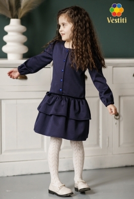 Rochie jakard, albastru închis