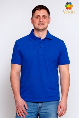 Tricou polo, albastru electric mâneca scurtă